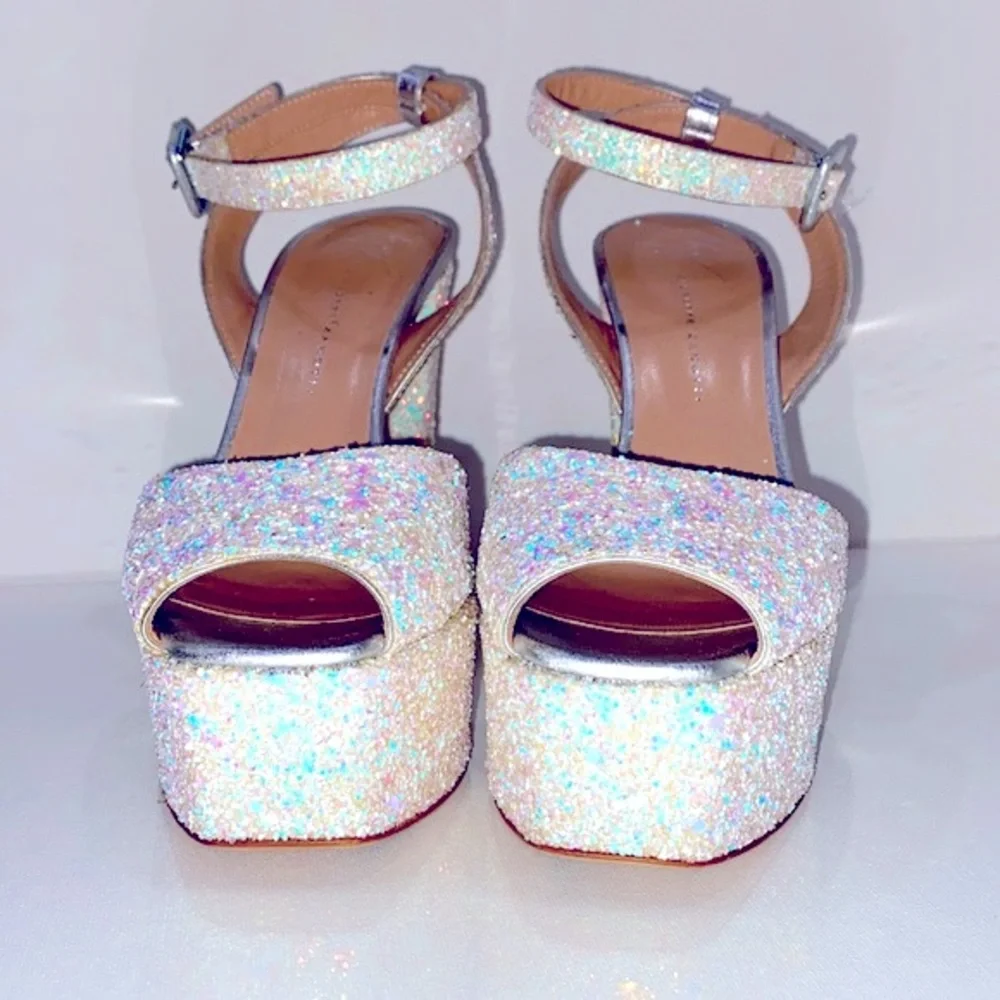 Giuseppe Zanotti Iridescent Glitter Platform Sandals